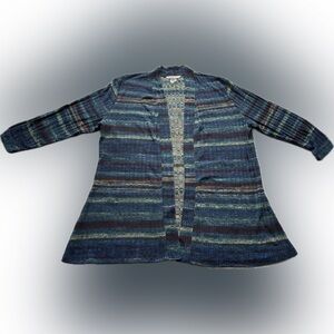 Allison Daley Blue and Green Striped Cardigan